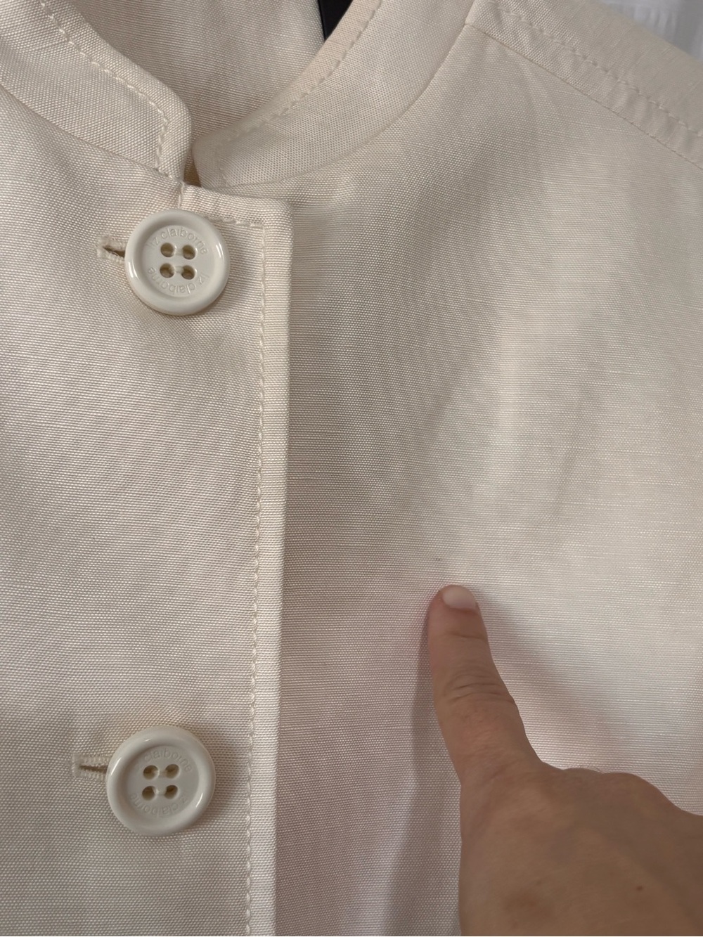 Liz Claiborne Linen Silk Collarless Blazer Cream Sz 12 - Picture 6 of 9